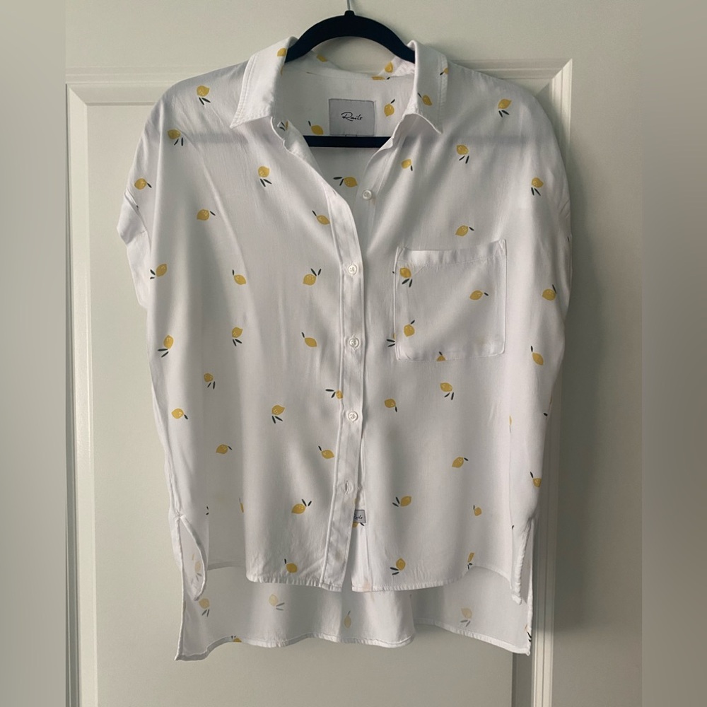 Rails Lemon Print Button-Up Shirt | Size Small | Like New
